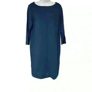 J. Jill Crew Neck Ponte Dress Navy Blue NWOT Size Medium with Pockets